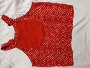 Girls Red Bandhej Print Sharara Set