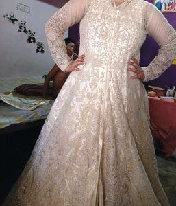 Elegant Embroidered Beige Anarkali