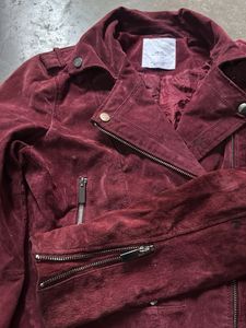 Burgundy Suede Moto Jacket