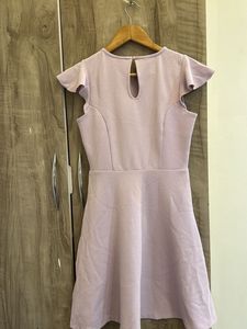 Chic Lilac Flutter Sleeve Dress