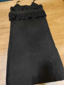 Black Spaghetti Strap Ruffle Dress