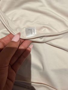 Cream Ruched High Neck Top