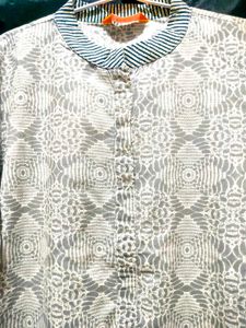 Grey And White Kurta Palazzo Set For Women