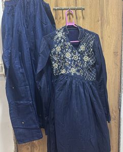 Navy Blue Embroidered Kurta Set