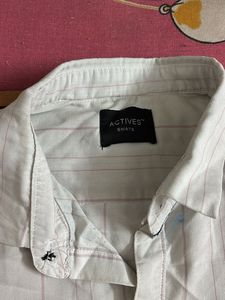 Men's White Striped Short Sleeve Shirt