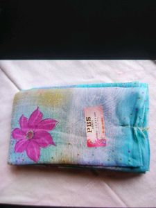 Light Blue Saree with Floral Print