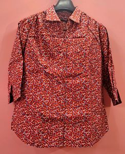Forever By COBB Shirt Floral Print Puffed Shoulder