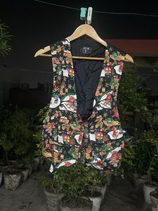 Unique Teddy Bear Print Vest