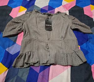 Shein Chic Gray Peplum Top