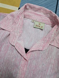 Chic Pink Striped Button-Up Top