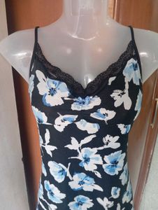 Floral Print Nightgown with Lace Trim