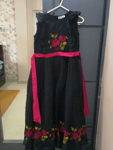 Girls' Black Floral Dress