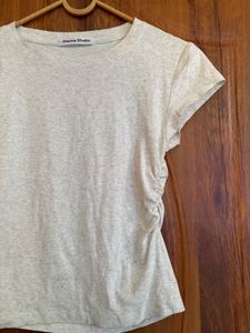 Light Grey basic Ruched Side T-Shirt