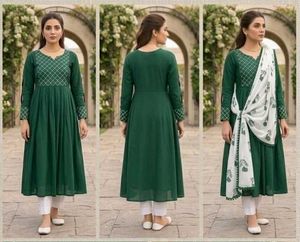 Royal Bottle Green Designer Anarkali Set 🫠😻