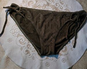 Olive Green Textured Bikini Bottom