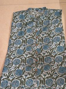 Blue Floral Print Kurta with Pants