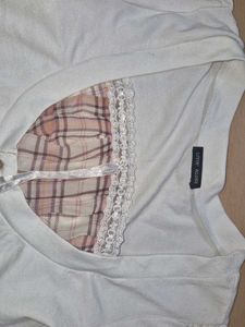 Cute Plaid Layered Short Sleeve Top
