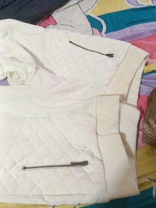 White Quilted Pocket Joggers