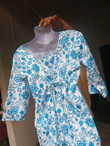 Blue Floral Print Kurta