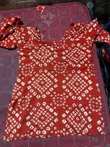 Red Bandhani Print kurti