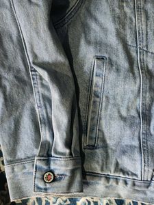 Light Wash Denim Jacket with White Trim