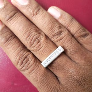 Pure Silver High Quality CZ White Stone Ring Man's
