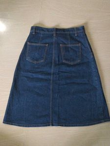 Classic Korean Blue Denim A-Line Skirt