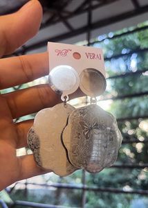 Elegant Butterfly Engraved Silver Earrings