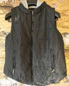 Unisex Black Puffer Vest with Hood