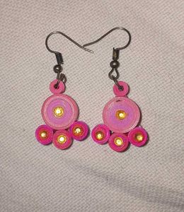 Handmade Pink Quilled Earrings