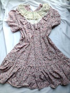 Vintage Floral Lace Collar Dress