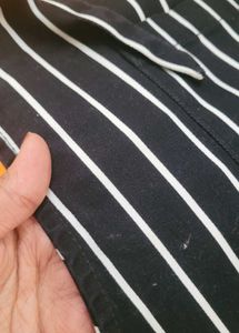 Striped Pinafore Dress with Orange Top
