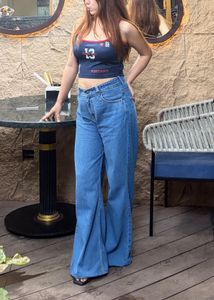 Wide Leg Blue Denim Jeans