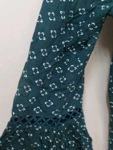 Green Printed Bell Sleeve Top