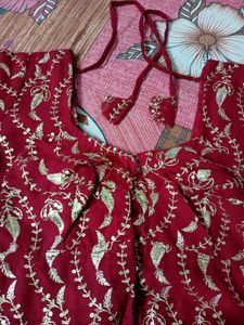 🌹Red &amp; Gold✨ Premium Embroidered Fabric