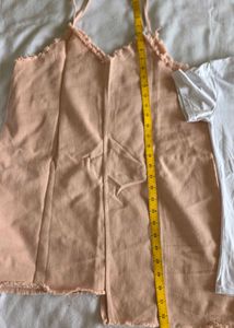 Peach Camisole &amp; White T-shirt Set