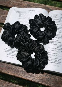 Black satin Scrunchies (Set of 3)