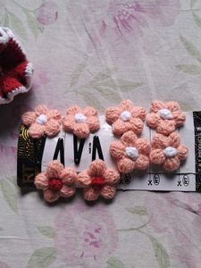 Crochet Flower Hair Clips Set