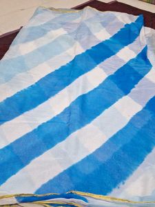 Stunning Blue &amp; White Striped Saree