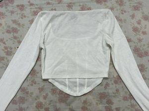 SHEIN - White Long Sleeve Corset Top