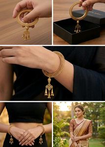 Golden Bangle with Charm fancy artificial