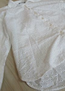Chic White Broderie Anglaise Shirt