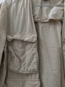 Khaki Utility Jacket with Multiple Pockets