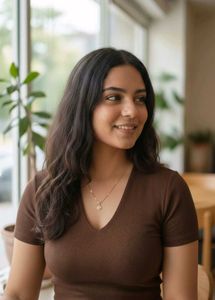 Brown V-Neck Ribbed Top