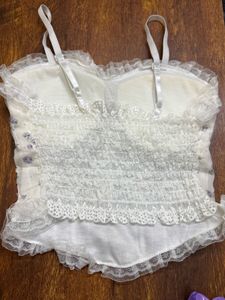 Floral Corset Top with Lace Trim