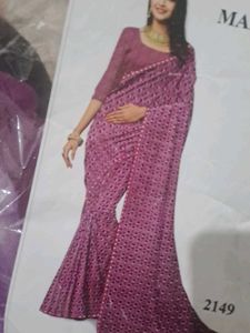 new Printed linen fabric saree light weight f