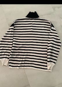 UnisexKorean Striped Collared Long polo