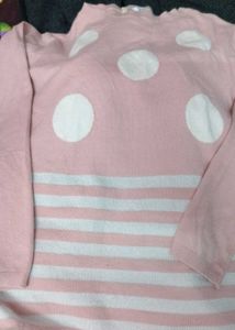 White And Peach Colour Woolen Top