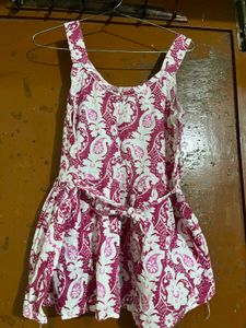 Pink Floral Print Summer Dress