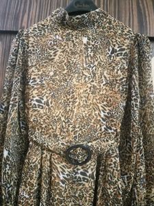 Leopard Print Jumpsuit with Belt